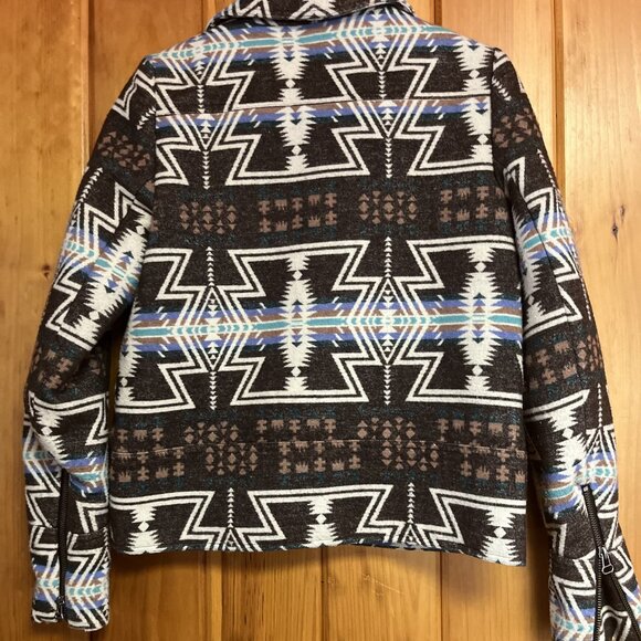 Dolce Vita Wool Aztec Southwestern Jacket Aztec Jacket Cropped Blazer Jacket - Picture 2 of 4
